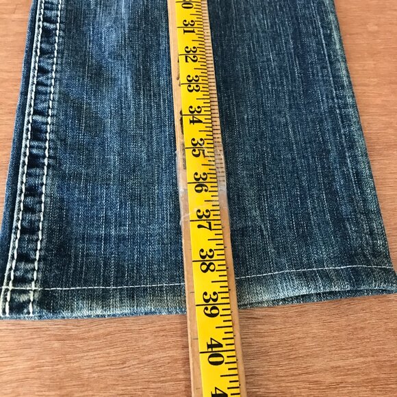 Rock Revival Suhul Straight Jeans Men 38x28 Blue Mid Rise Distressed Embroidered - Picture 7 of 16